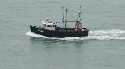 Cu of Trawler on open sea Stock Footage 22285437