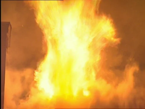 CU warehouse on fire Stock Footage 655432