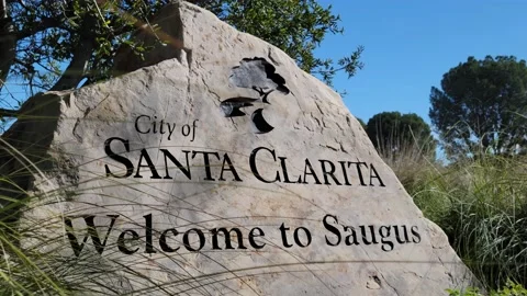 CU Welcome to Saugus sign Stock Footage 231165235