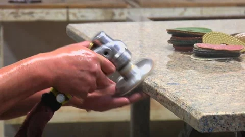CU of wet Polishing Granite 스톡 동영상 40340576