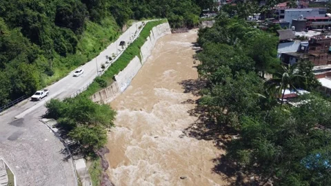 Cuale River after Hurricane Lidia, Effects of Climate Change Video stock 253030864
