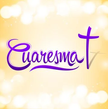 Cuaresma, Lent Spanish text, Vector lettering illustration and Cross. Stock Illustration