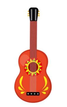 Cuatro guitar icon, flat style. Mexican musical instrument. Isolated on whi.. Stock Illustration