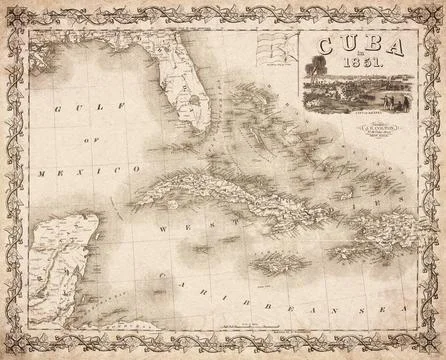 Cuba In 1851 Map 1855 Stock Illustration