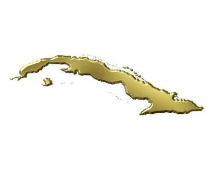 Cuba 3d golden map Stock Illustration