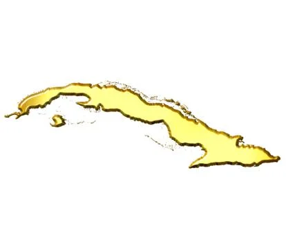 Cuba 3d Golden Map Stock Illustration