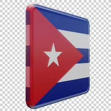 Cuba 3d illustration flag on pole. Wood flagpole Stock Illustration