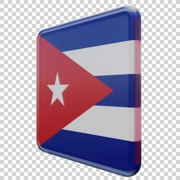 Cuba 3d illustration flag on pole. Wood flagpole Stock Illustration