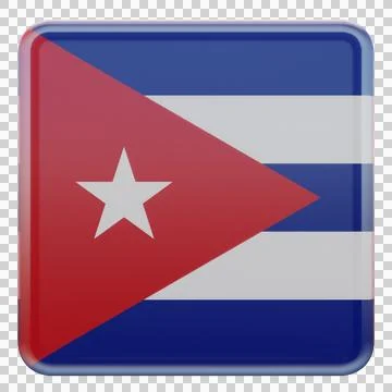 Cuba 3d illustration flag on pole. Wood flagpole Stock Illustration