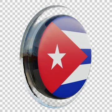 Cuba 3d illustration flag on pole. Wood flagpole Stock Illustration