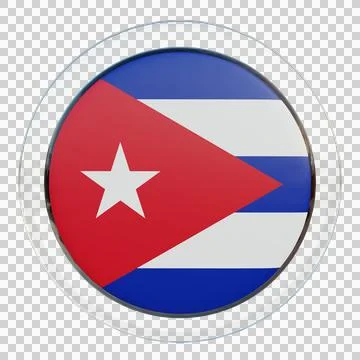 Cuba 3d illustration flag on pole. Wood flagpole Illustration