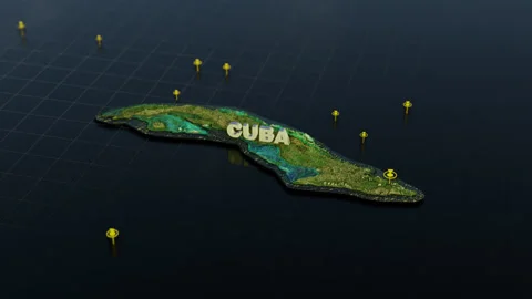 Cuba 3D Map With Animation Stock Footage 304752818