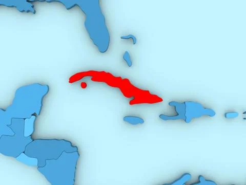 Cuba on 3D map Illustrazione stock