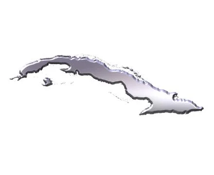 Cuba 3D Silver Map Stock Illustration