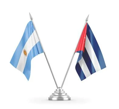 Cuba and Argentina table flags isolated on white 3D rendering Stock Illustration