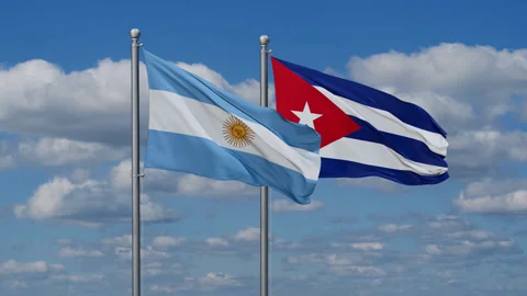 Cuba and Argentina two flags Stock Footage 279320687