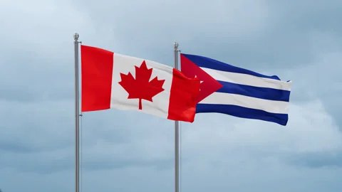 Cuba and Canada flag Stock Footage 252023339