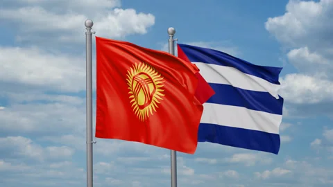 Cuba and Kyrgyzstan two flags Stock Footage 271614272