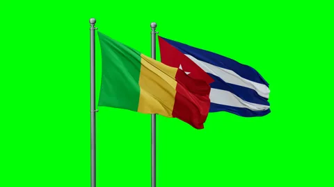 Cuba and Mali two flags Stock Footage 294260758