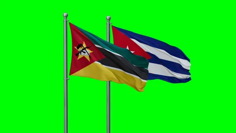 Cuba and Mozambique two flags Stock Footage 293735724