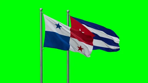 Cuba and Panama two flags Stock Footage 292816084