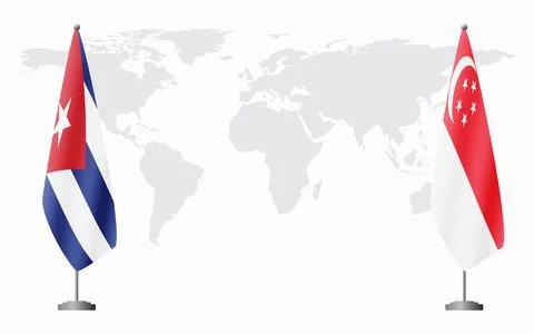 Cuba and Singapore flags for official meeting Stock Illustration