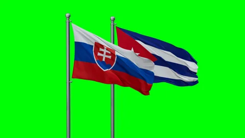 Cuba and Slovak Republic two flags Stock Footage 291522751