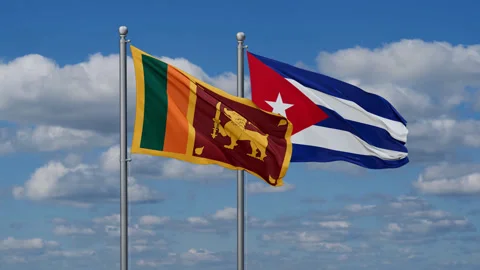 Cuba and Sri Lanka two flags Stock Footage 284803798