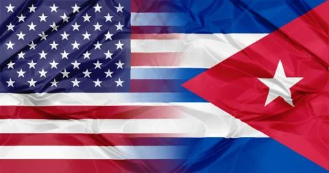 Cuba and USA flags Stock Illustration