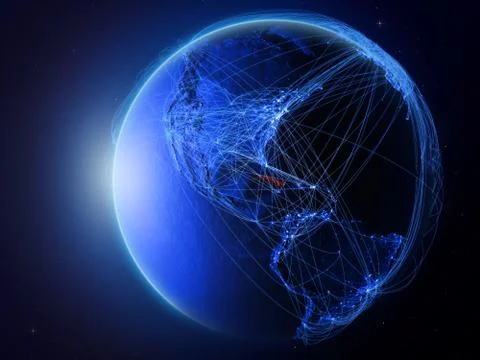 Cuba on blue Earth with network Illustrazione stock