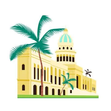 Cuba capitol building flat color vector object Ilustración de archivo