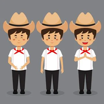 Cuba Character with Various Expression Stock Illustration