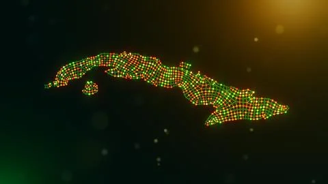 Cuba Digital Connectivity Network Map With Flowing Data Mesh Illustrazione stock