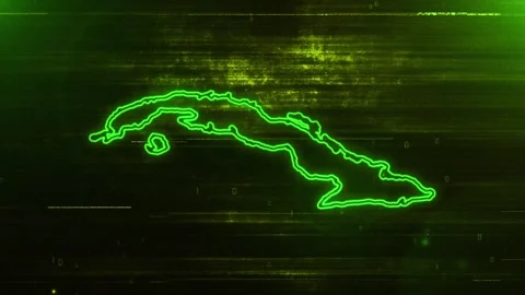 Cuba Digital Futuristic Glitch Map Stock Footage 333604135