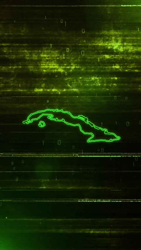 Cuba Digital Futuristic Glitch Map Stock Footage 334592590