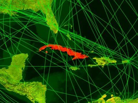 Cuba on digital map Stock Illustration