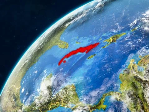 Cuba on Earth with borders Illustrazione stock