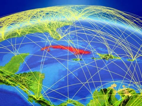 Cuba on Earth with network イラスト素材