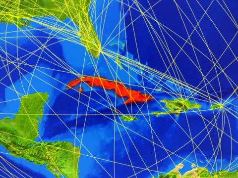 Cuba on Earth with network Illustrazione stock
