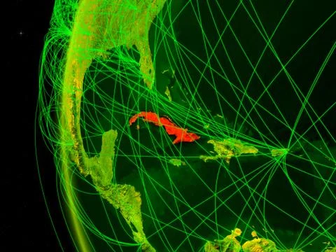 Cuba on Earth with network イラスト素材