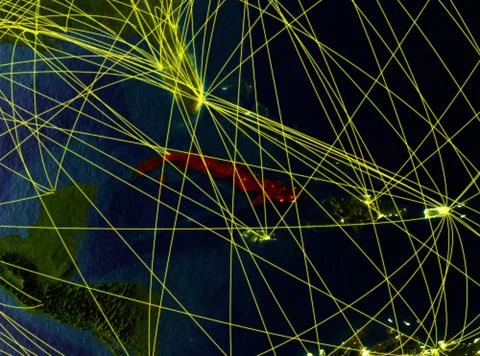 Cuba on Earth with networks イラスト素材