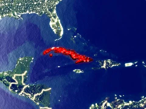 Cuba on Earth at night イラスト素材