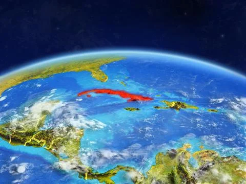 Cuba on Earth from space Stock Illustration