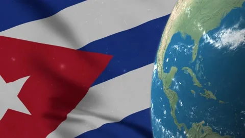 Cuba Flag and Cuba Map on Earth Globe 4K Stock Footage 220775754