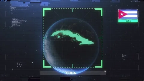 Cuba Flag and Map Glitch HUD 4K Stock Footage 343037326
