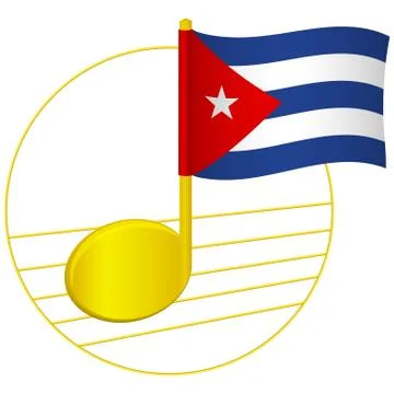 Cuba flag and musical note Stock Illustration