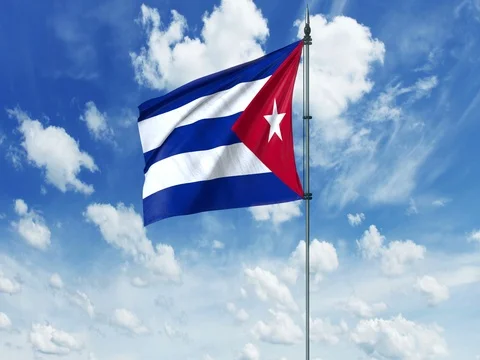Cuba flag animation, alpha  Stock Footage 78532186