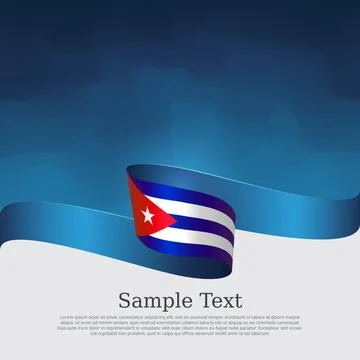 Cuba flag background. Cuban flag wavy ribbon on blue white background. Nation Stock Illustration