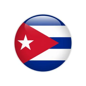 Cuba flag on button Stock Illustration