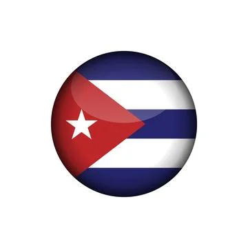 Cuba Flag Circle Button Vector Template Stock Illustration